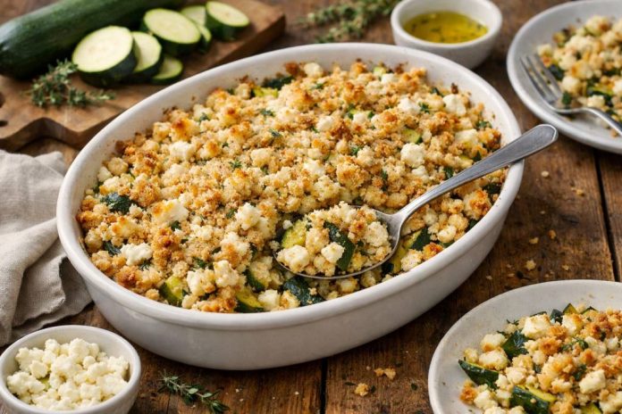 Crumble courgettes feta : recette facile et légère pour le soir